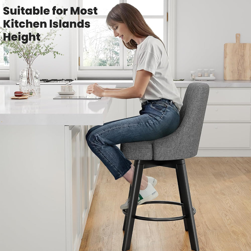 YaFiti 24" Swivel Counter Height Bar Stools Set of 6, Dark Gray