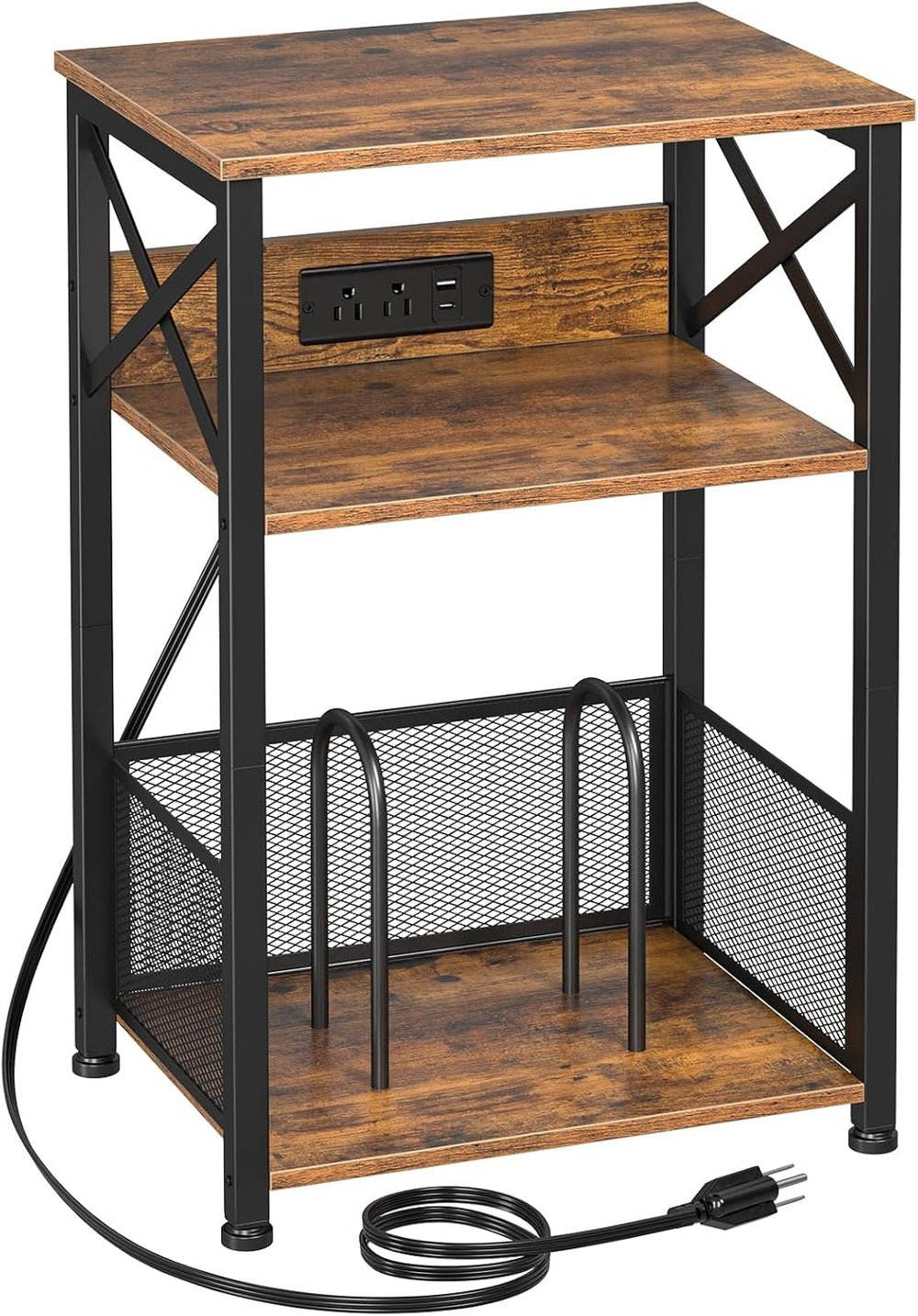 AMHANCIBLE Record Player Stand with Charging Station, Turntable Stand with St...