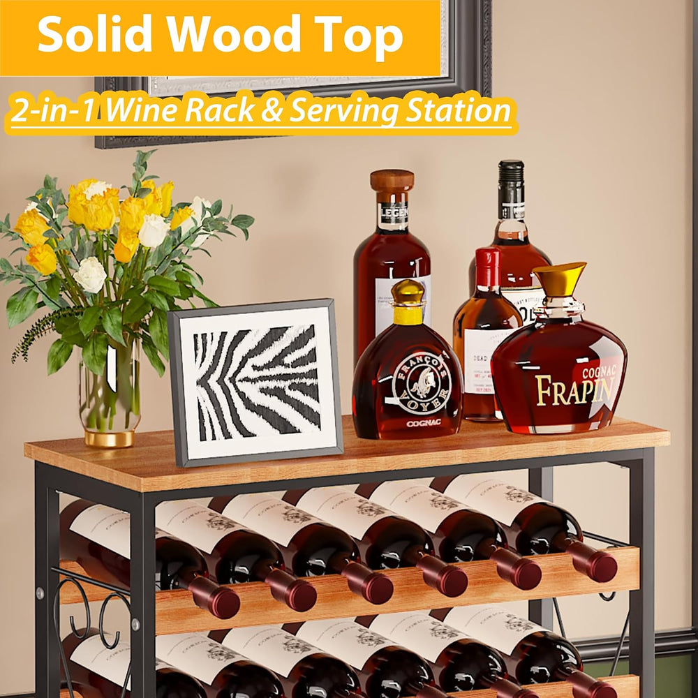 Sonyabecca 48 Bottle Wine Rack Freestanding Floor with Wood Top,8-Tier Wine S...