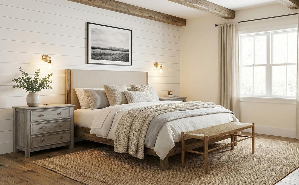 LGHM Set of 2 Large Nightstand with Charger Station, 27" W Night Stand w...