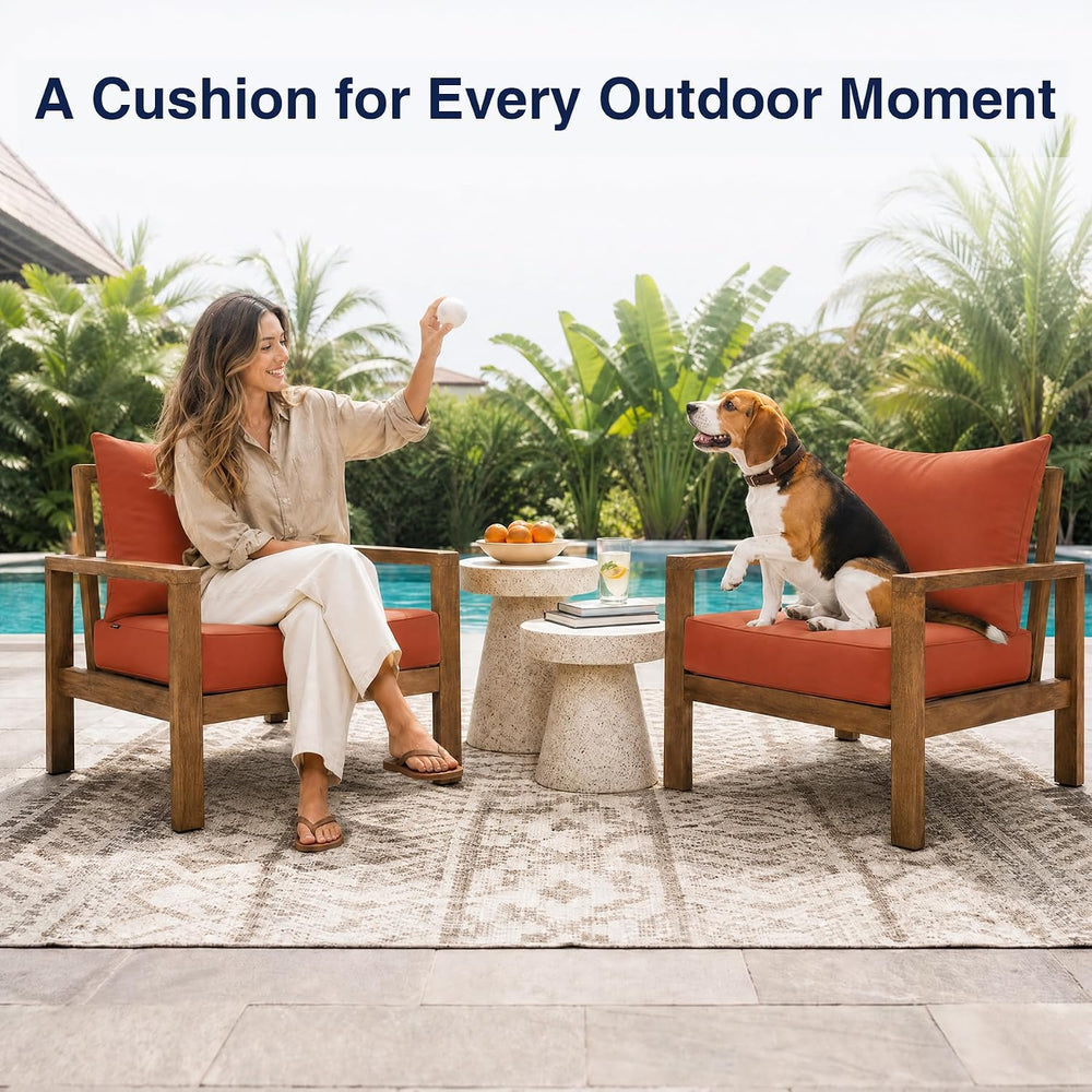 Favoyard Outdoor Patio Seat Cushions Set, 22 x 22 Inch, Waterproof, Red