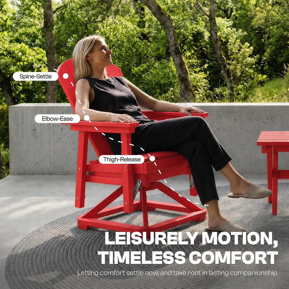 Set of 2 Adirondack Swivel Glider Chairs, All-Weather HDPE Patio Glider Set f...