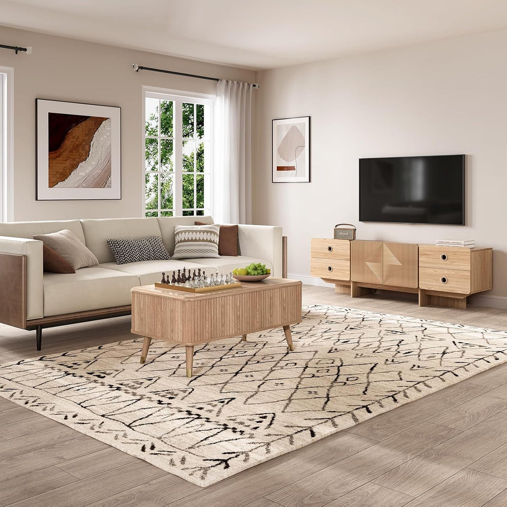 Lift Top Coffee Table with Storage, Mid Century Modern Coffee Table with Soli...