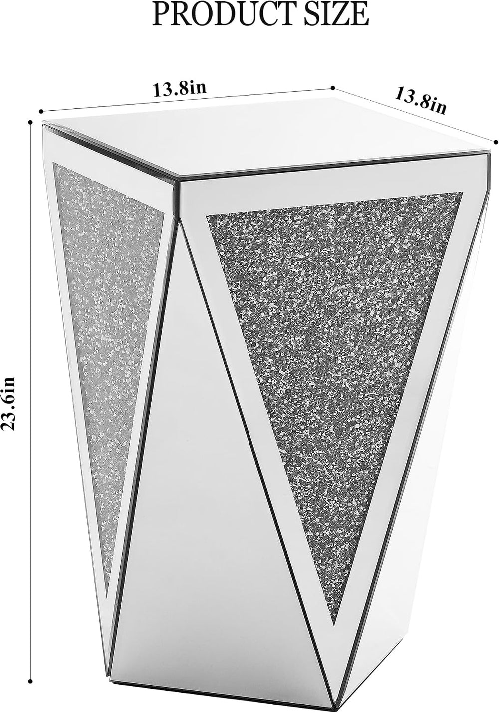 IKIFLY Mirrored Nightstand with Large Square Tabletop, Silver End Table with ...