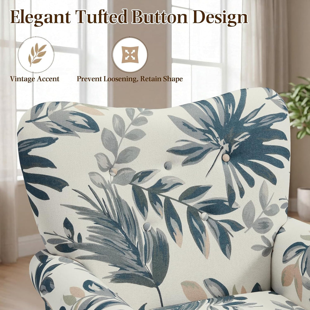 YOLENY Modern Accent Chair,High Back Armchair,Upholstered Fabric Button Singl...