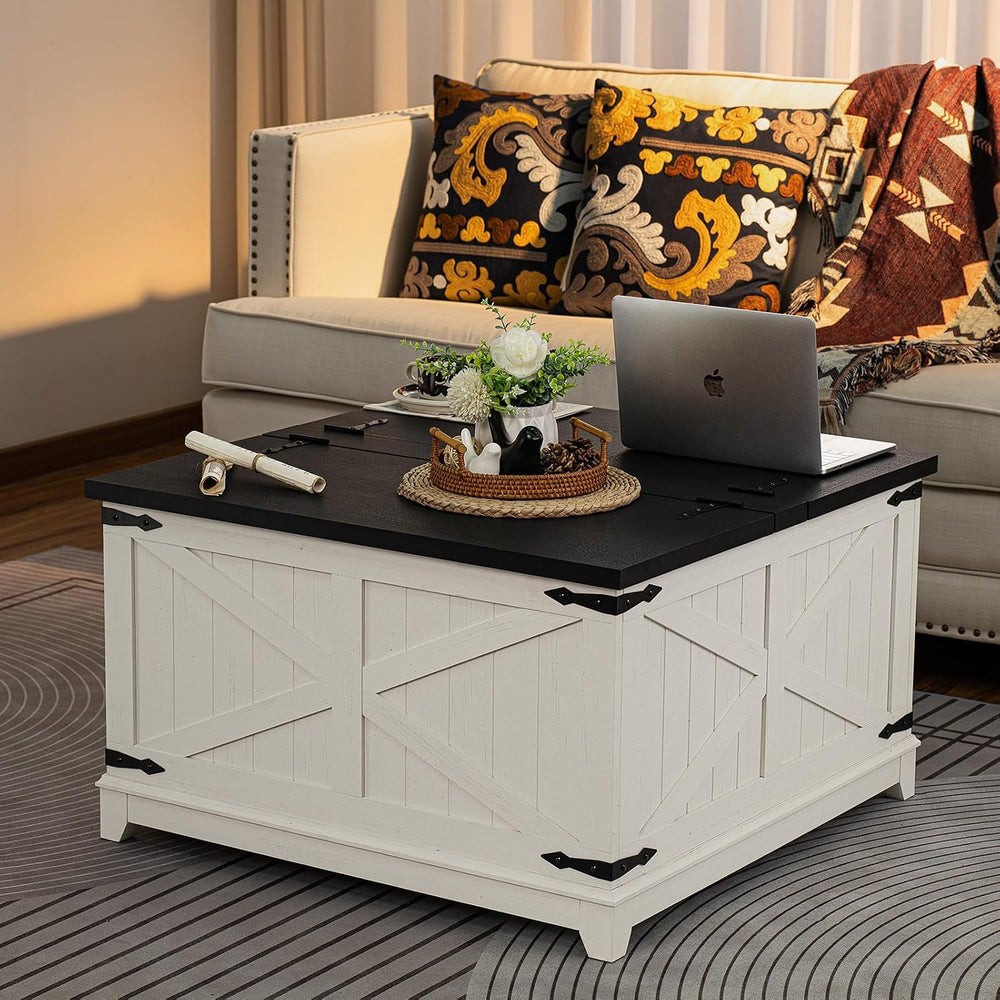 Joaxswe Farmhouse Coffee Table Set of 3, Charging Station Sets