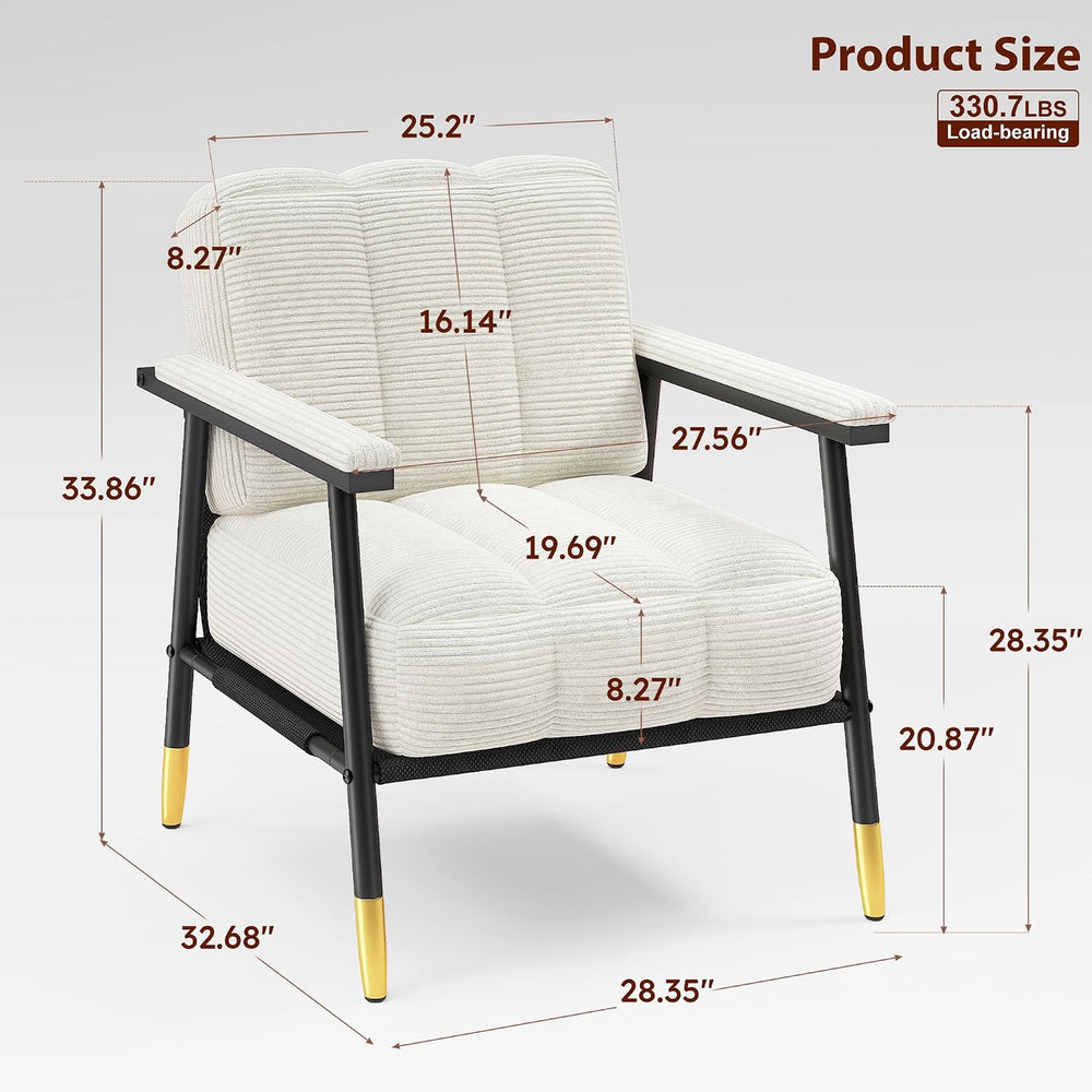 Homkdom Corduroy Accent Chair,Reading Chair for Living Room, Bedroom