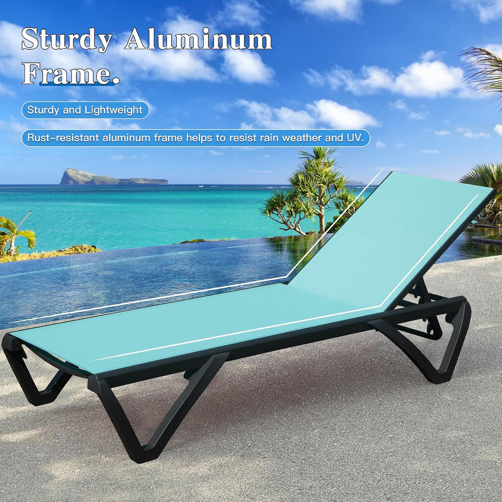 Domi Aluminum Pool Lounge Chair Outdoor Set of 2 Chaise Lounge Outdoor | Side...