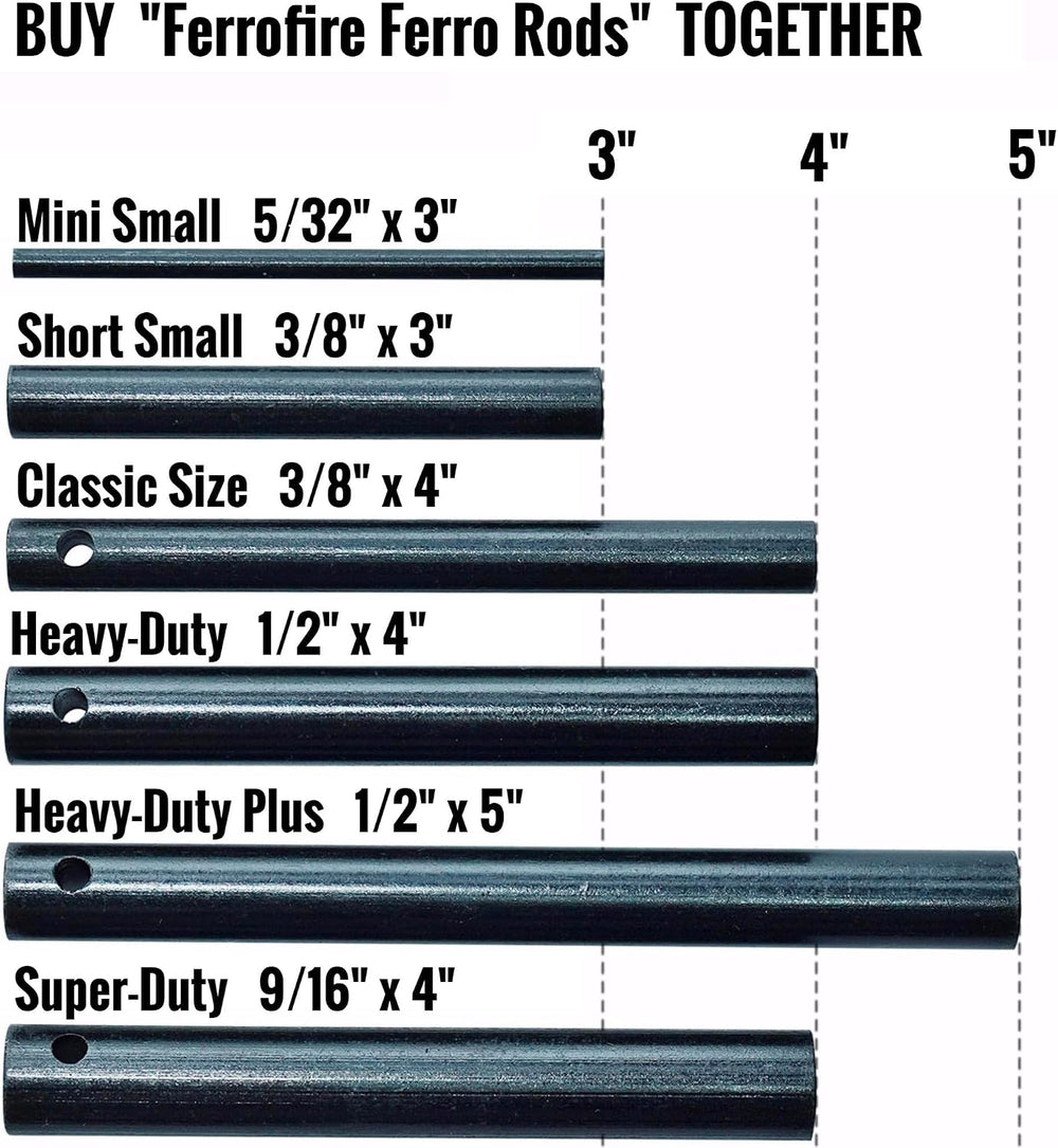 FS125 Heavy-Duty Plus Survival Fire Starter, 1/2" x 5" Ferro Rod