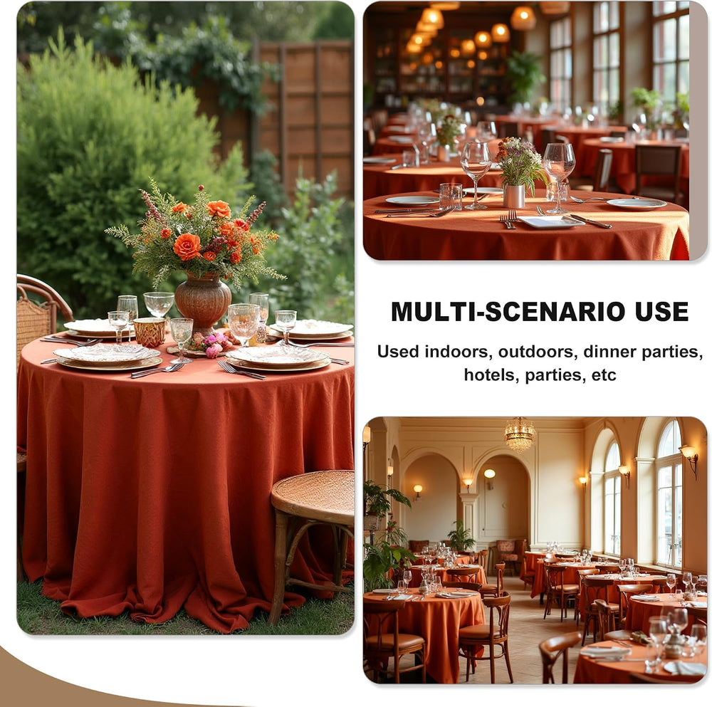 Fitable 6 Pack Rust 120 Inch Round Tablecloth - Stain Resistant and Washable ...