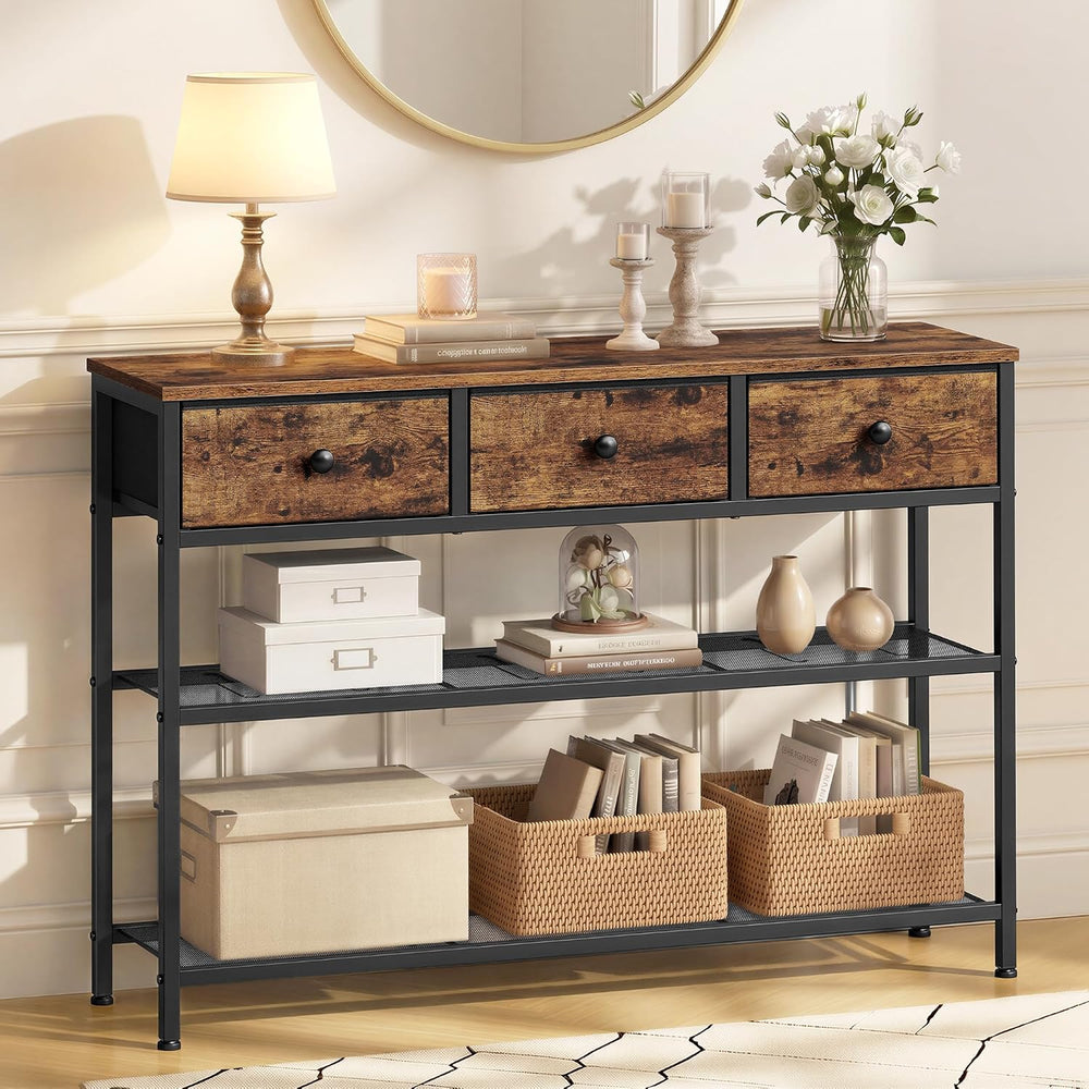 SONGMICS Console Table, Narrow Sofa Table with 2 Mesh Shelves | For Entryway,...