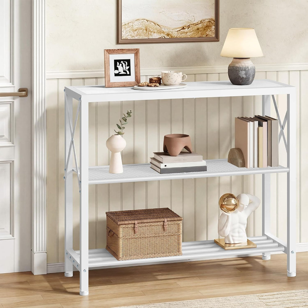 Hoctieon Industrial Console Table, 3 Tier Entryway Table, Metal Frame, Sofa T...