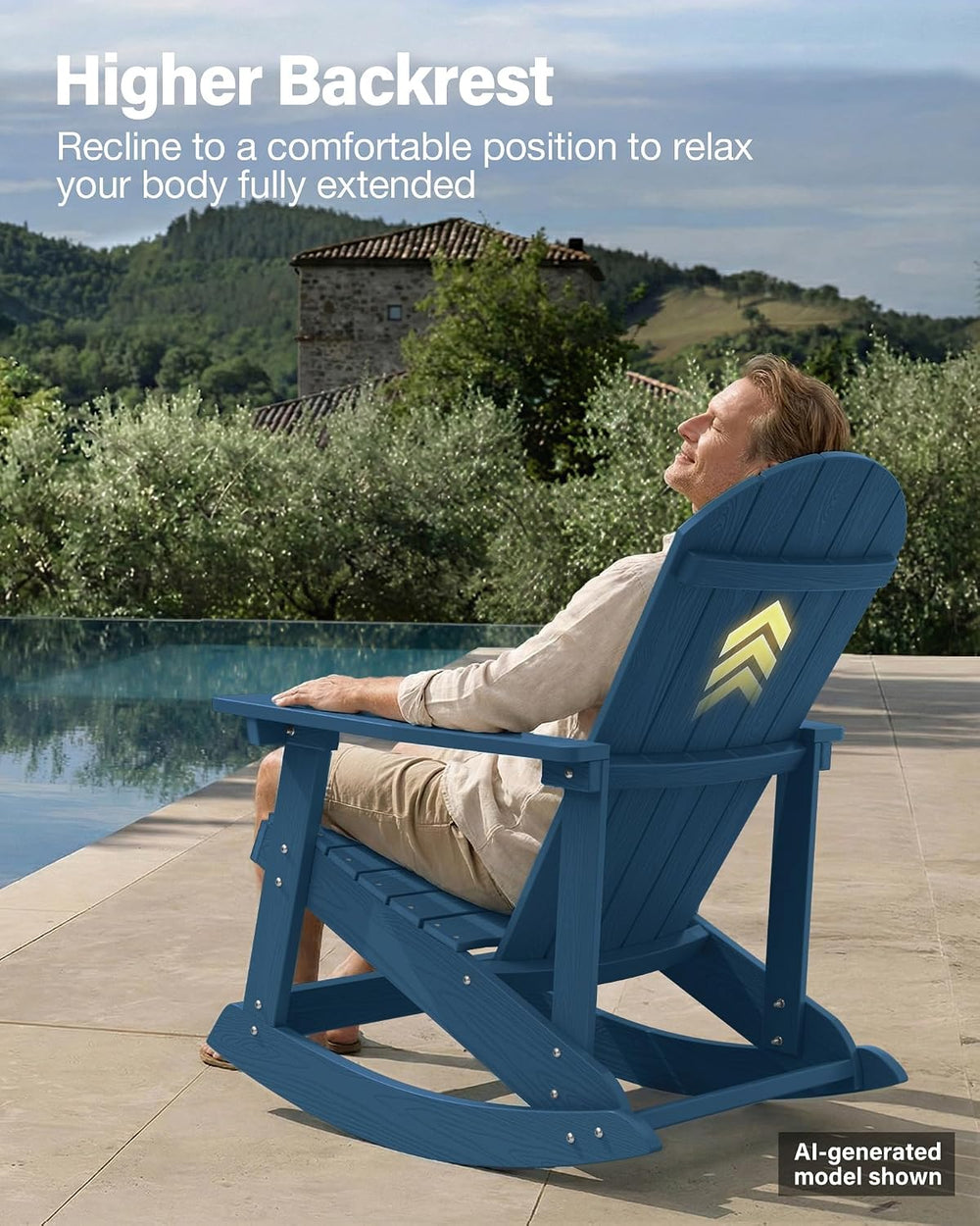 YEFU Outdoor Rocking Chair Set of 2,Adirondack Rocking Chair,Patio Rocker Cha...