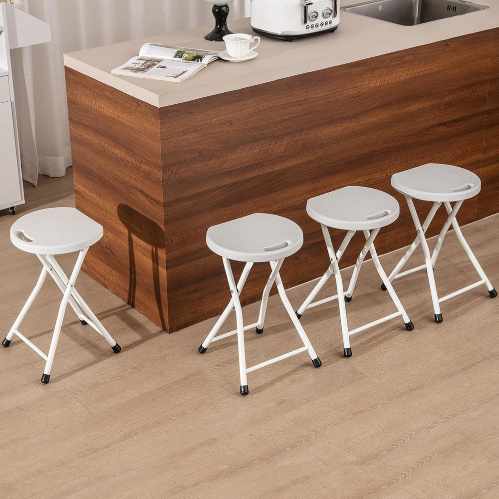 GYMAX Folding Stool, 18in Portable Collapsible Bar Stool with Handle & St...