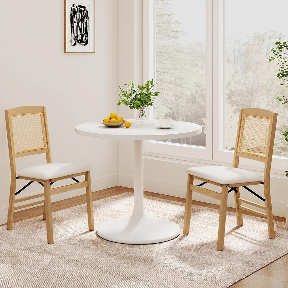 KOTEK Folding Dining Chairs Set of 2, Wooden Kitchen Chairs with Padded Seat ...