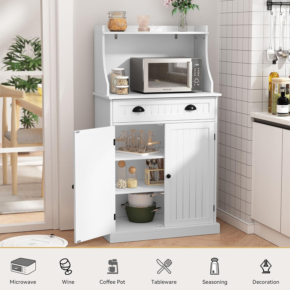ARTPOWER 54" Kitchen Microwave Cabinet/Stand with Storage and Drawers, P...