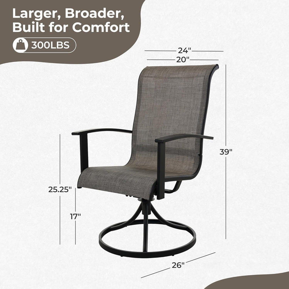 Grand Patio Outdoor Swivel Dining Chairs Set of 2, 360 Degree Mesh Sling Rock...
