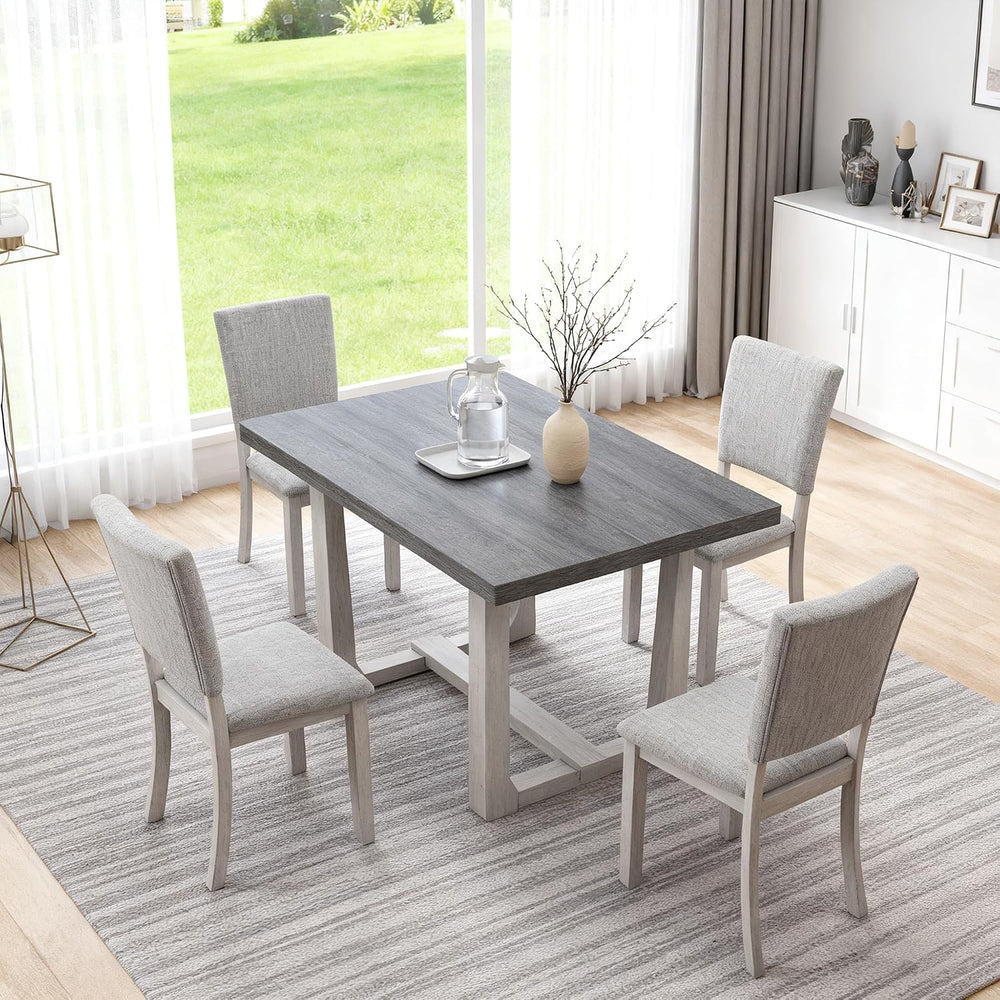 Rectangle Dining Table Set of 4, 48" Kitchen Table and Upholstered Chairs