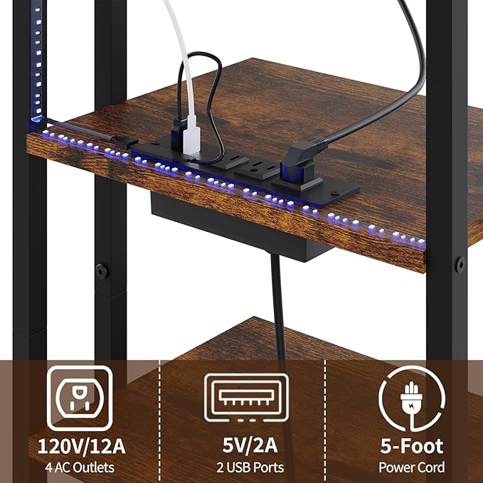 X-cosrack 16.5" Small 4-Tier AV Media Stand with Power Strips,Narrow Ver...