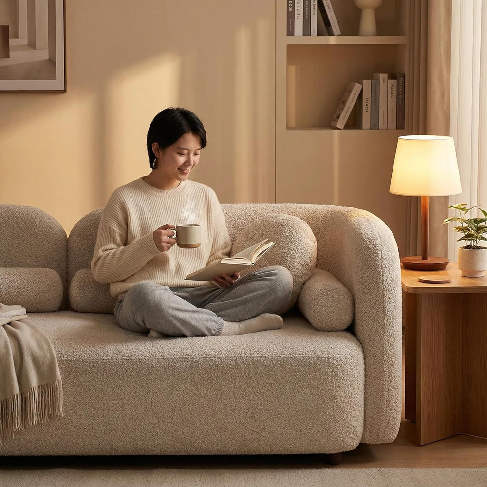 69" Compact Curved Sofa for Small Spaces & Apartments, Japandi Style...