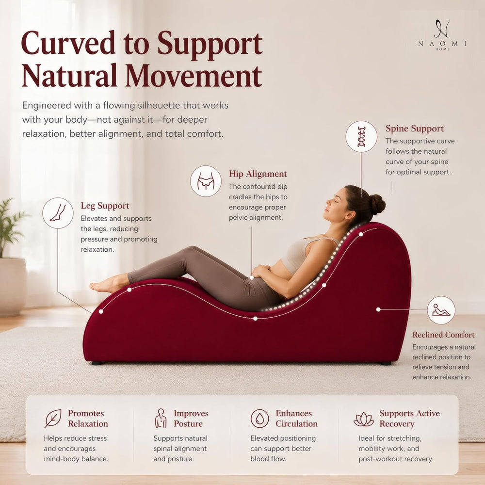 Naomi Home Leticia Ergonomic Yoga Chaise Lounge Chair, Red
