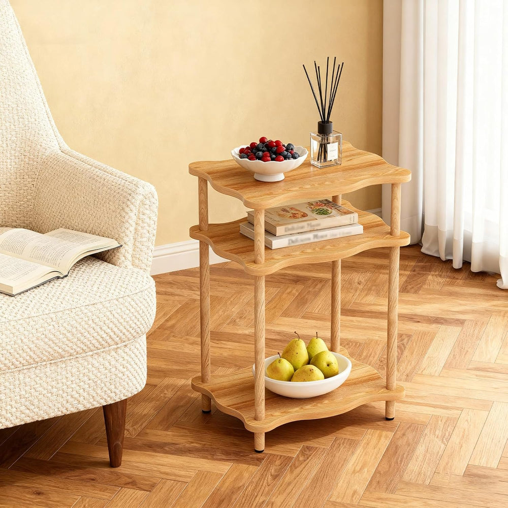 THUMEYE 3-Tier Side Table, 15.7”x11.8”x23” Space-Saving End Table with Solid ...