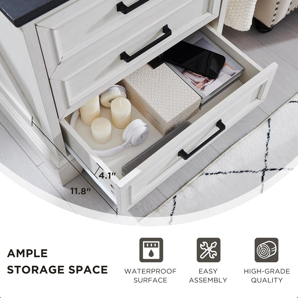 ACCOHOHO 22" Farmhouse Nightstands Set of 2 with 3 Drawers, Off White | ...