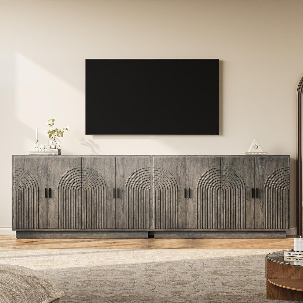 Fluted Sideboard Buffet Cabinet with Storage - 57" Credenza Coffee Bar C...