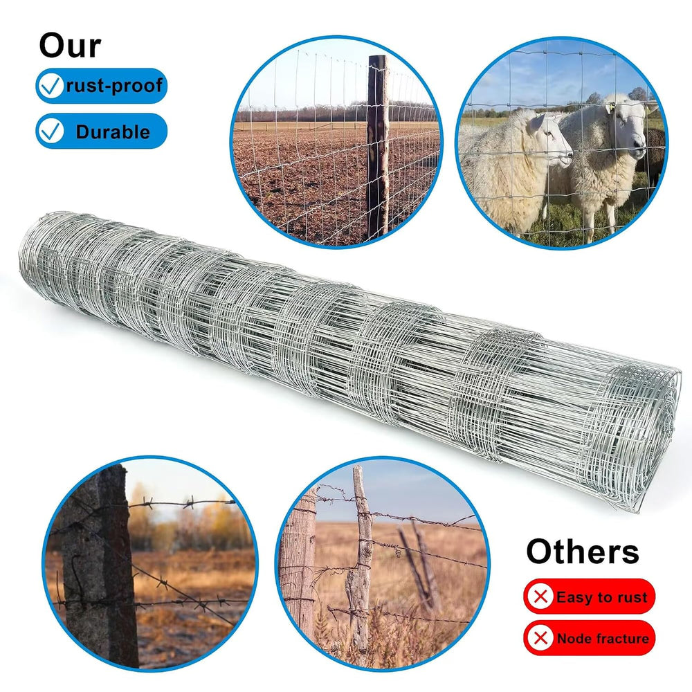 Cattle Fence 5ft x 164ft, Galvanized Farm Fence & Metal Wire Fencing