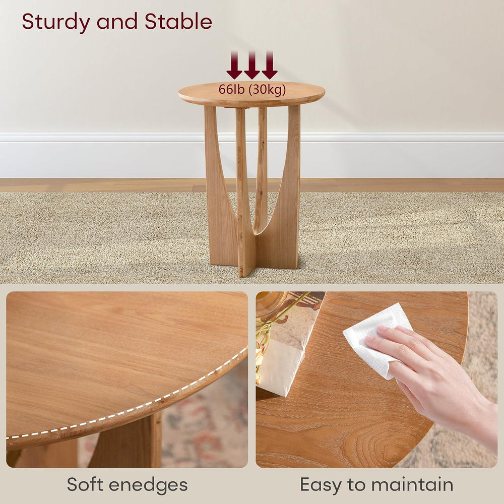 Wood Side Table, Modern Round End Table with Curved Leg, Mid-Century 24.80&qu...