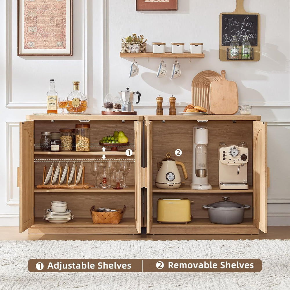 LEYAOYAO Rattan Sideboard Buffet Cabinet with Storage, 31.5" Coffee Bar ...