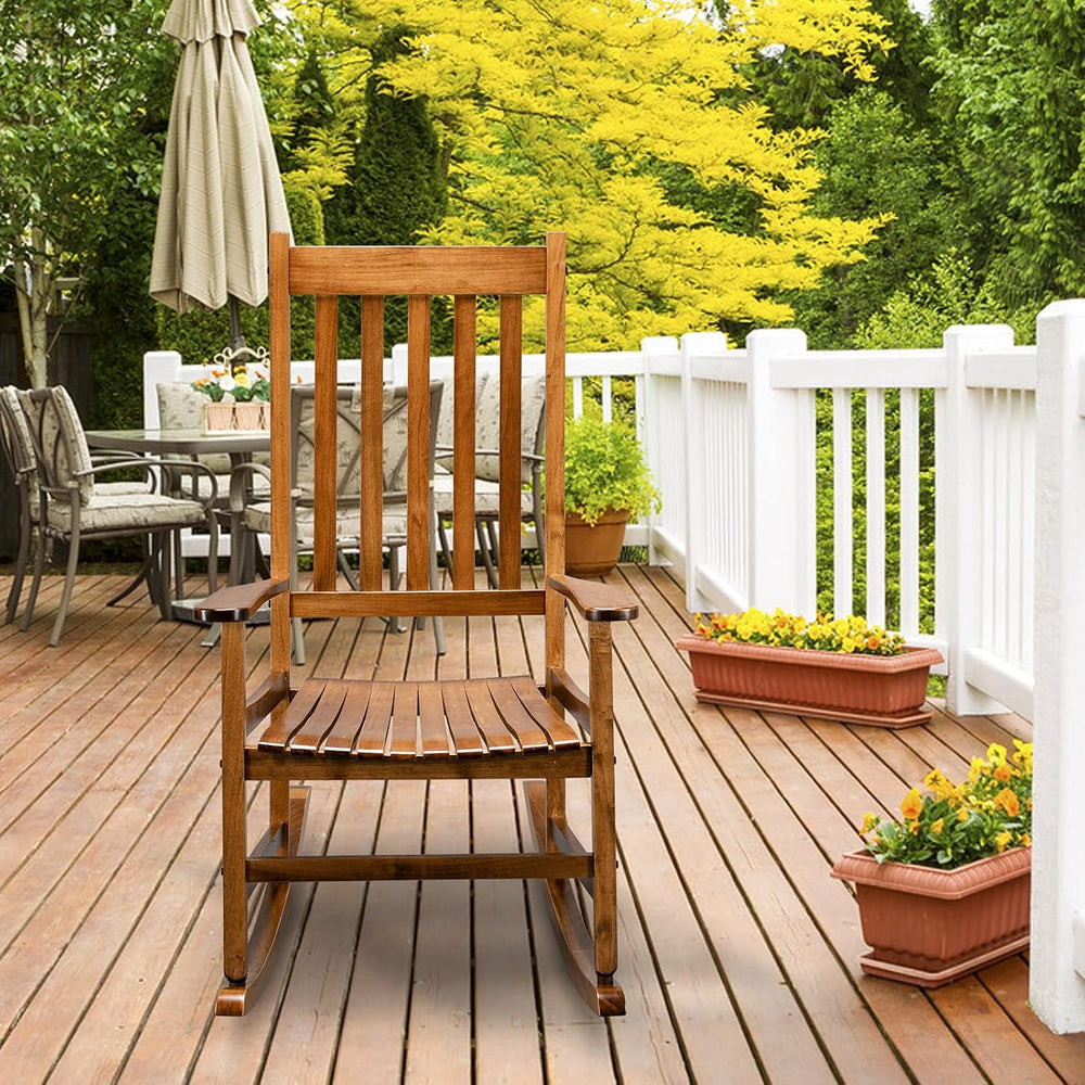 Rocking Chair Wooden Frame Chair Indoor and Outdoor,Outdoor Rocking Chair, Pa...