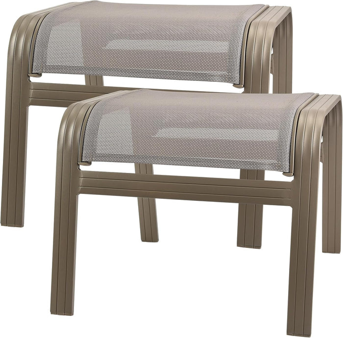 Outdoor Ottoman Patio Footstools, Champagne, 2 Set