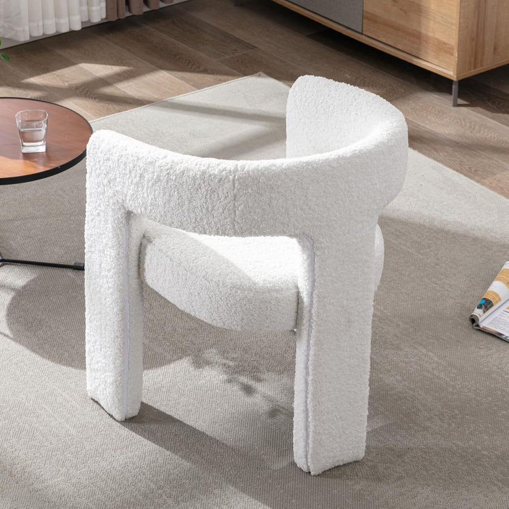 HNY Modern Barrel Kitchen & Dining Room Chair, Sherpa Upholstered Accent ...