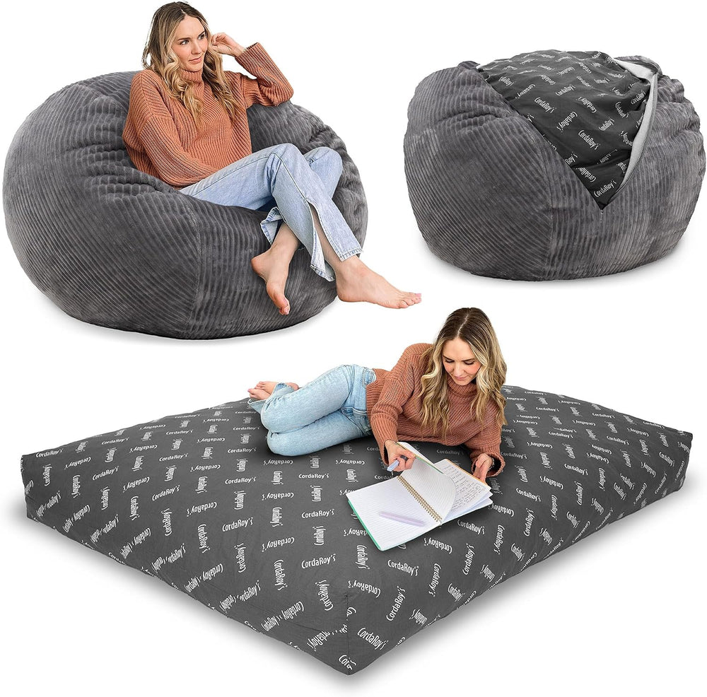 CordaRoy's Plush Bean Bag - Convertible Bean Bag Chair - Machine-Washable...
