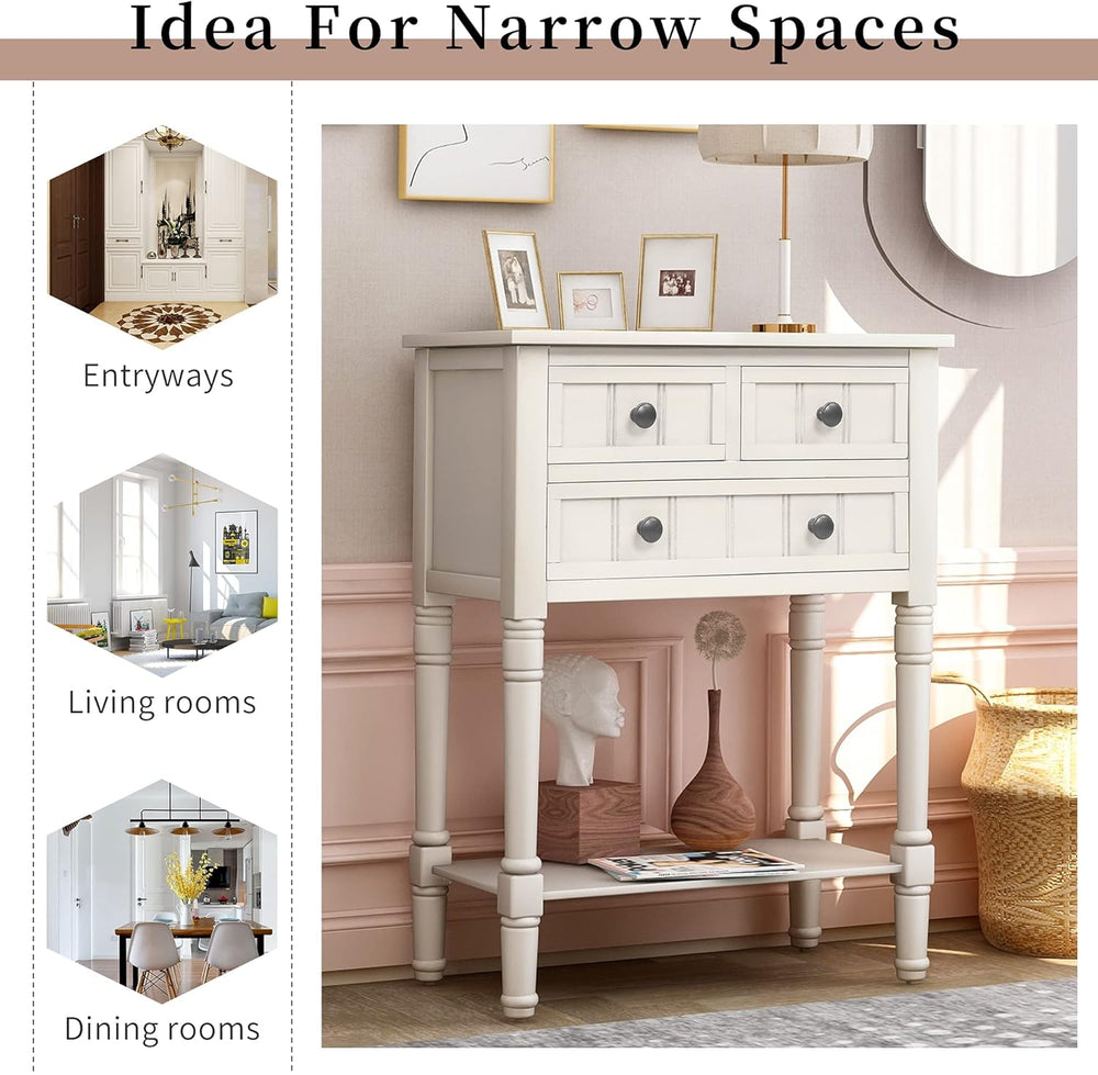 Merax Slim Console Table with Storage, 2 Tier Sofa Table with 3 Drawers and 1...