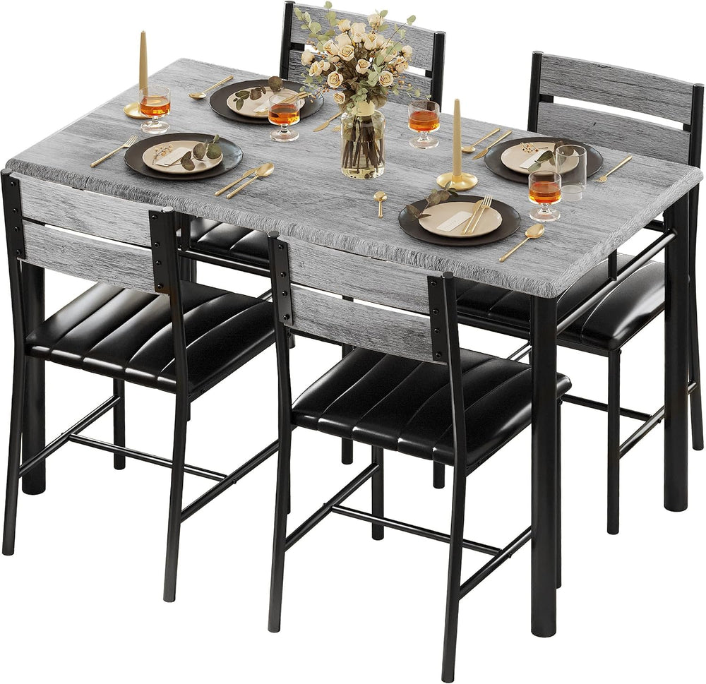IRONCK Dining Table Set for 4, Grey