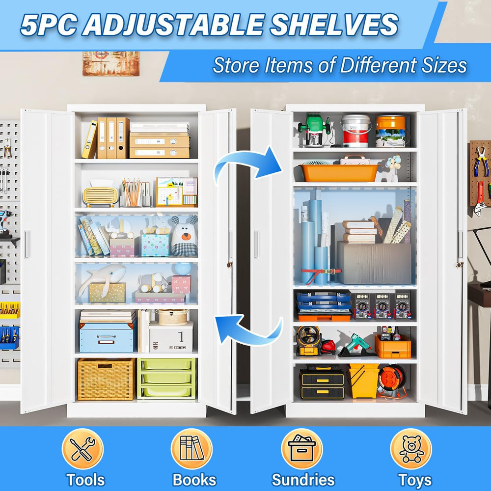 BESFUR Metal Storage Cabinets with Locking Doors and Adjustable Shelves, 71&q...