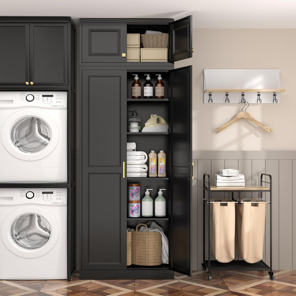 Steeloong86“ Kitchen Pantry Cabinet,Metal Storage Cabinets with Doors and 4 A...