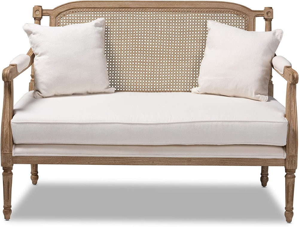 Baxton Studio Love Seats, Ivory/Oak
