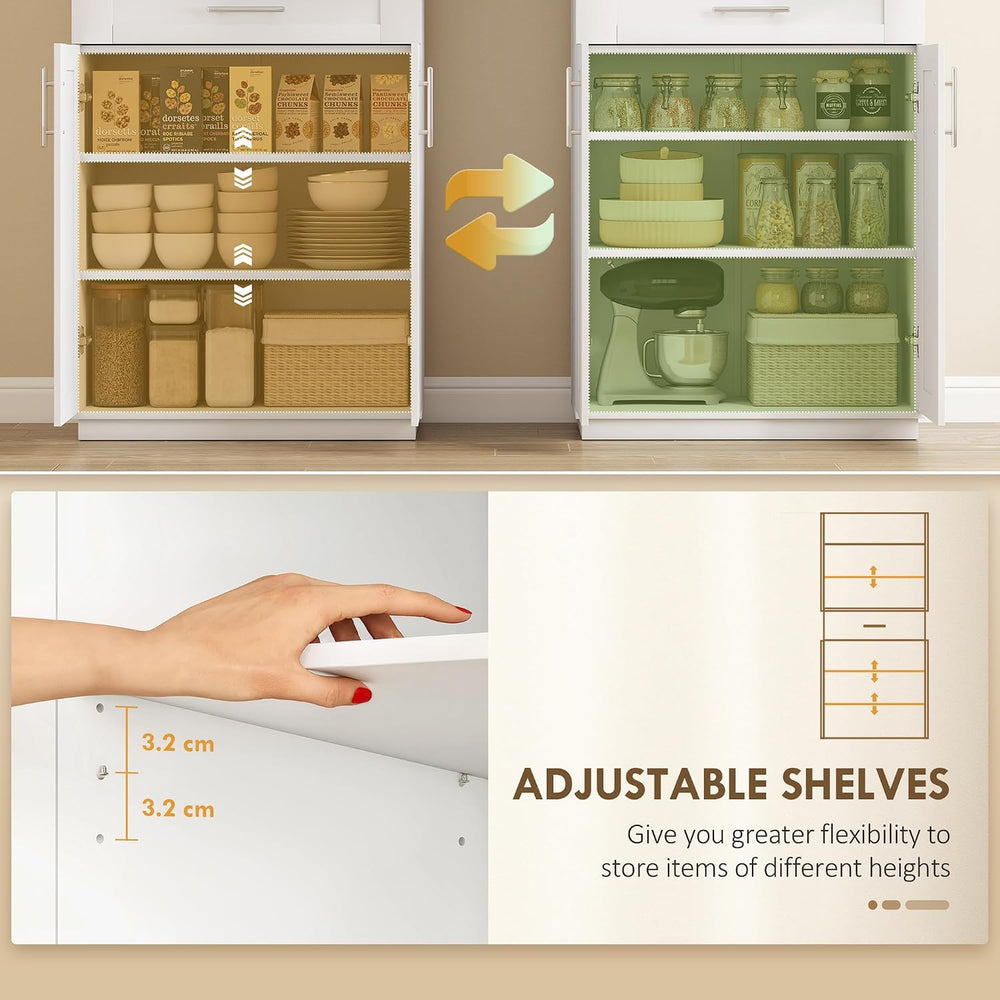 HOMCOM 72" Kitchen Pantry Cabinet Freestanding Storage Cabinet White | 4...