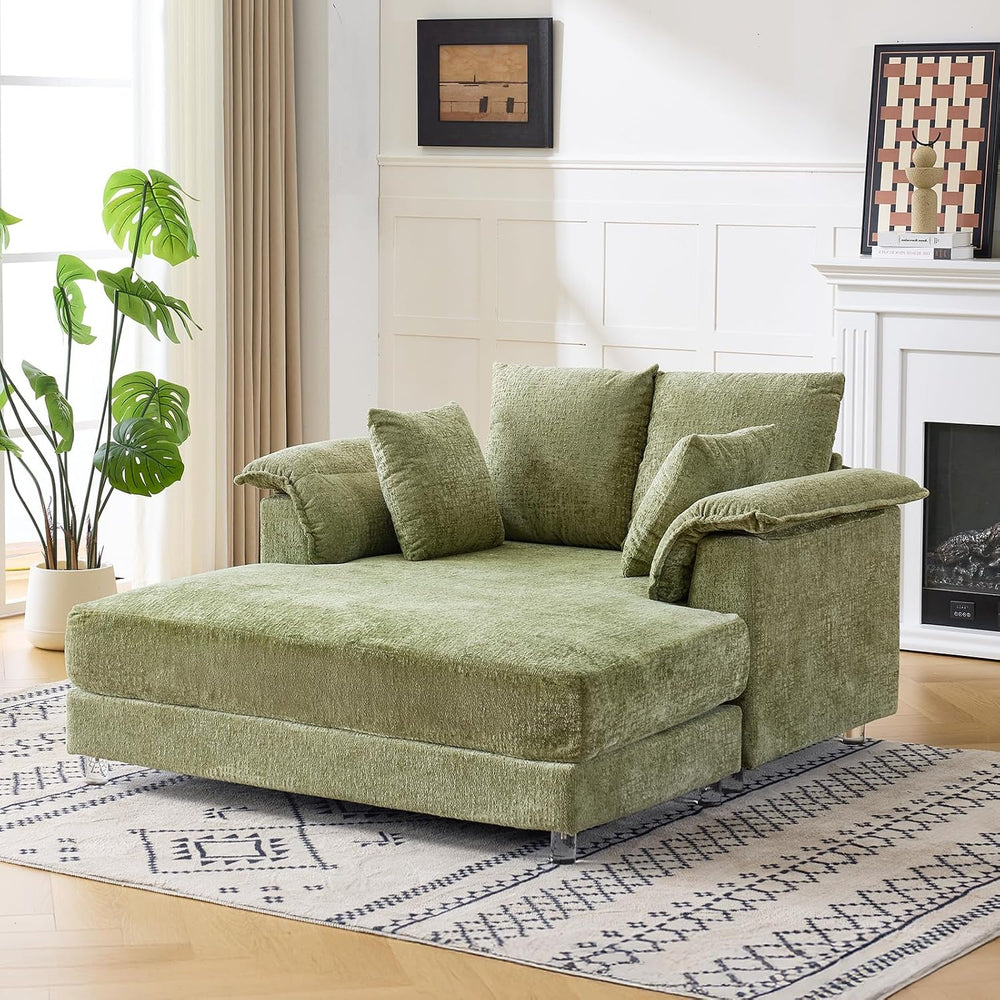 VINGLI Modern Floating Chaise Lounge Chair with Acrylic Legs, Upholstered Cus...