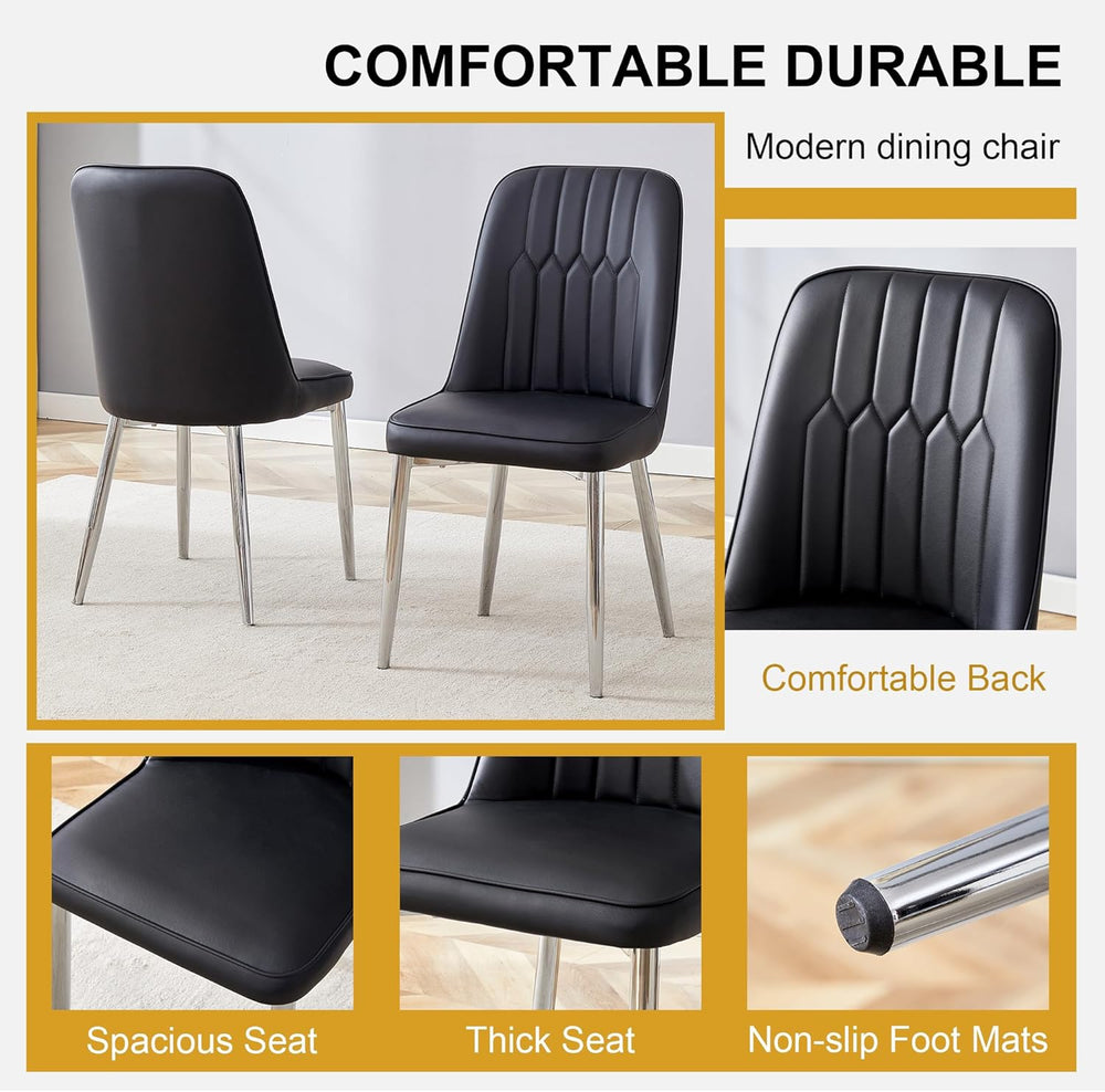 Dining Chairs Set of 6,Modern Dining Chairs, Equipped with PU Leather Backres...