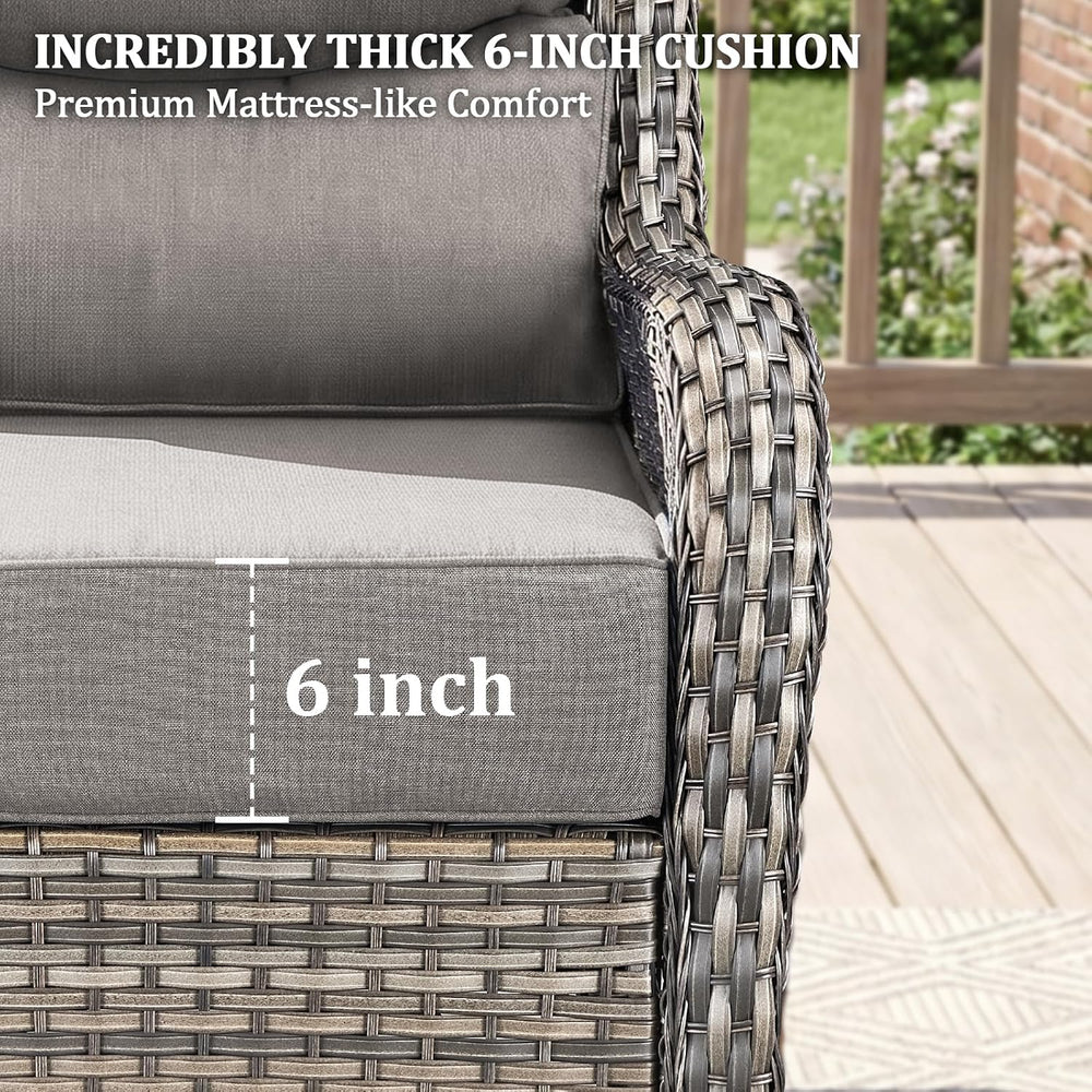 Luxury Swivel Rocker Chairs Fire Pit Set with 6" Thick Cushion 7 piece W...