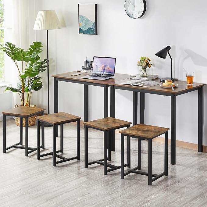 Yaheetech Industrial Dining Kitchen Table Set for 2 Breakfast Nook Table w/ 2...