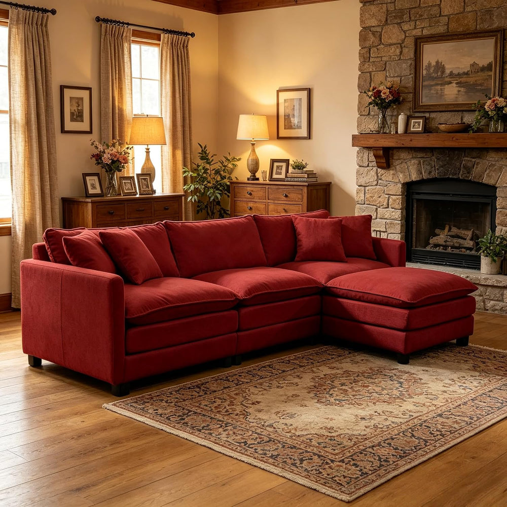 108.27" Modular Sectional Sofa, 4 Seat L Shaped Couch with Chaise | Deep...
