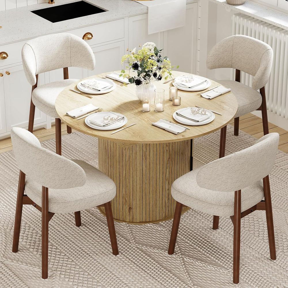 MALOL 47"-63" Extendable Round to Oval Dining Table Chairs Set for ...