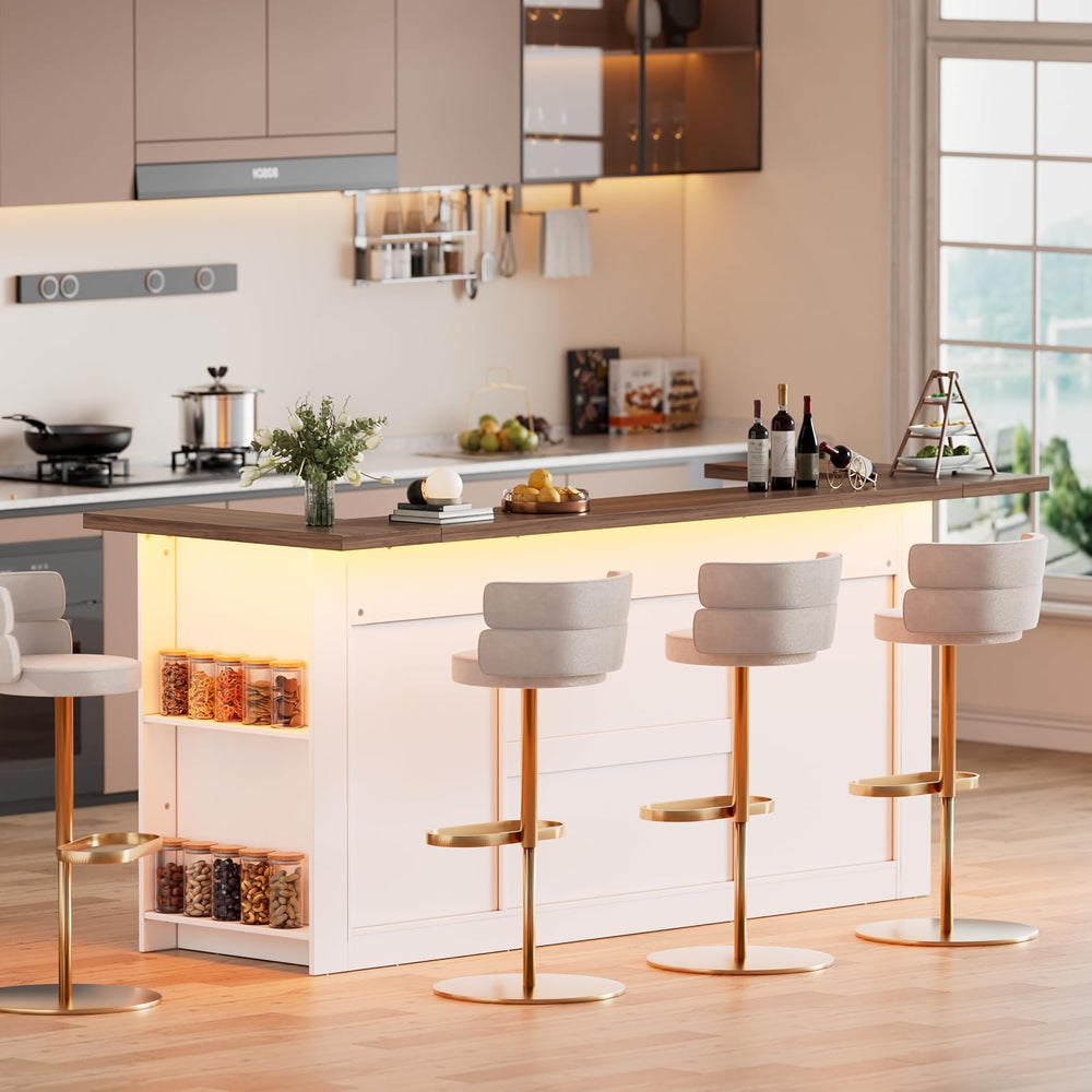 86.6" Large Kitchen Island with Trash Can,Stationary Storage Island with...