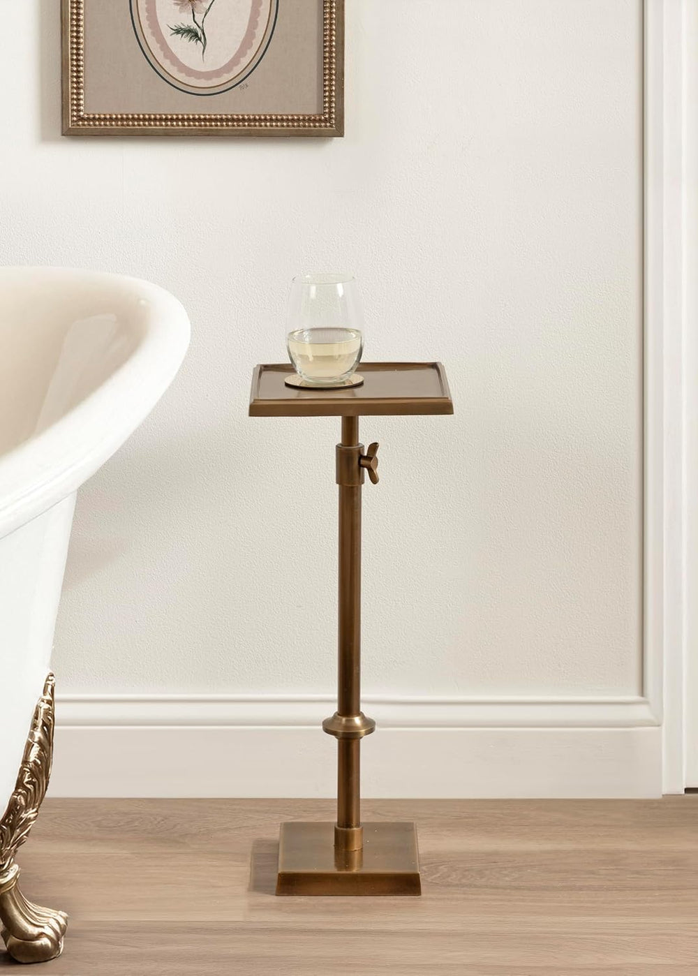 Kate and Laurel Engles Traditional Adjustable-Height Square Pedestal Drink Ta...