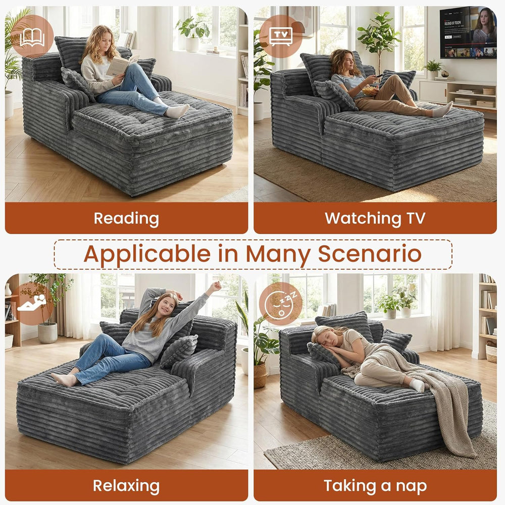 Chaise Lounge Chair Indoor, Top Fixed-Point Comfort Layer Couch, 57''...